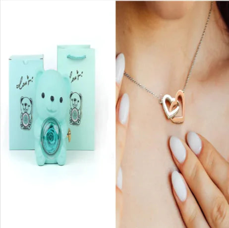 Eternal Rose Teddy Bear Jewelry Box with Rotating Drawer – The Perfect Gift for Her