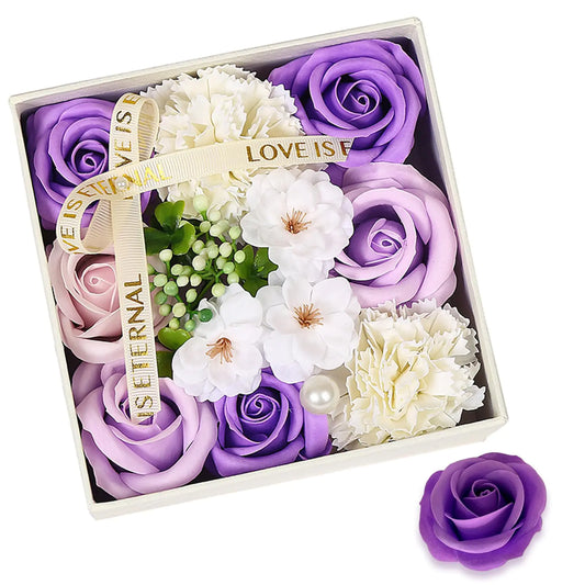 Ideal Swan Floral Scented Bath Soap Rose Flower Petals Purple Plant Essential Oil Rose Soap Set for Her Women Teens Girls Mom Birthdays Rose Flower Bath Soap for Valentine Christmas Mothers Day