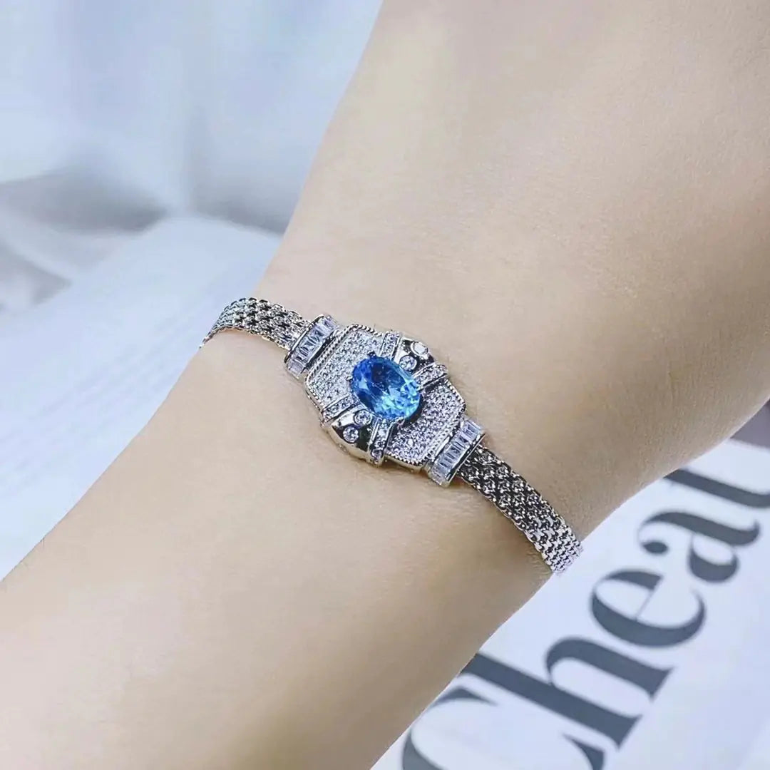 Women's S925 Sterling Silver Topaz Crystal Bracelet