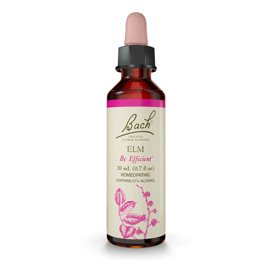 Bach Original Flower Remedies Elm for Efficiency & Self-assurance Natural Homeopathic Flower Essence Holistic Wellness Vegan 20mL Dropper