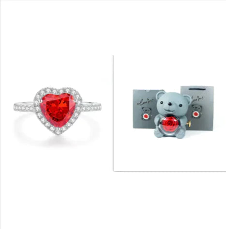Eternal Rose Teddy Bear Jewelry Box with Rotating Drawer – The Perfect Gift for Her