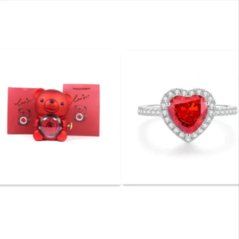 Eternal Rose Teddy Bear Jewelry Box with Rotating Drawer – The Perfect Gift for Her