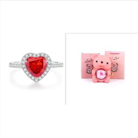 Eternal Rose Teddy Bear Jewelry Box with Rotating Drawer – The Perfect Gift for Her