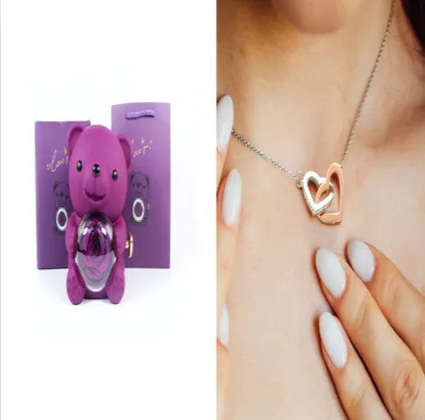 Eternal Rose Teddy Bear Jewelry Box with Rotating Drawer – The Perfect Gift for Her