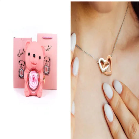 Eternal Rose Teddy Bear Jewelry Box with Rotating Drawer – The Perfect Gift for Her