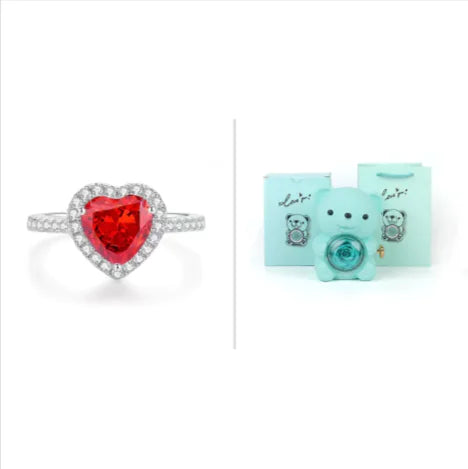 Eternal Rose Teddy Bear Jewelry Box with Rotating Drawer – The Perfect Gift for Her