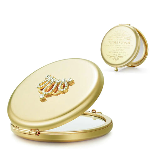 OMIRO 1X/10X(300R) Magnifying Compact Mirror Small Crown Engraved Pocket Makeup Mirror Gift for Her Women Mom (Gold)