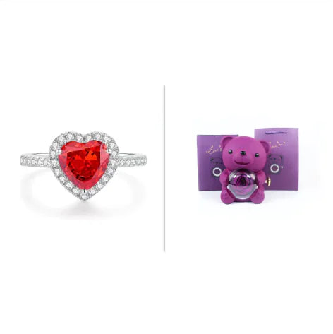Eternal Rose Teddy Bear Jewelry Box with Rotating Drawer – The Perfect Gift for Her