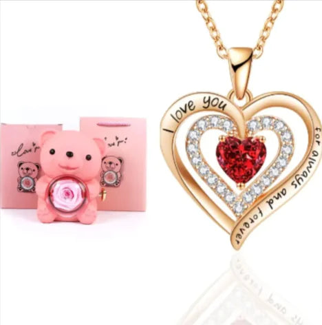 Eternal Rose Teddy Bear Jewelry Box with Rotating Drawer – The Perfect Gift for Her