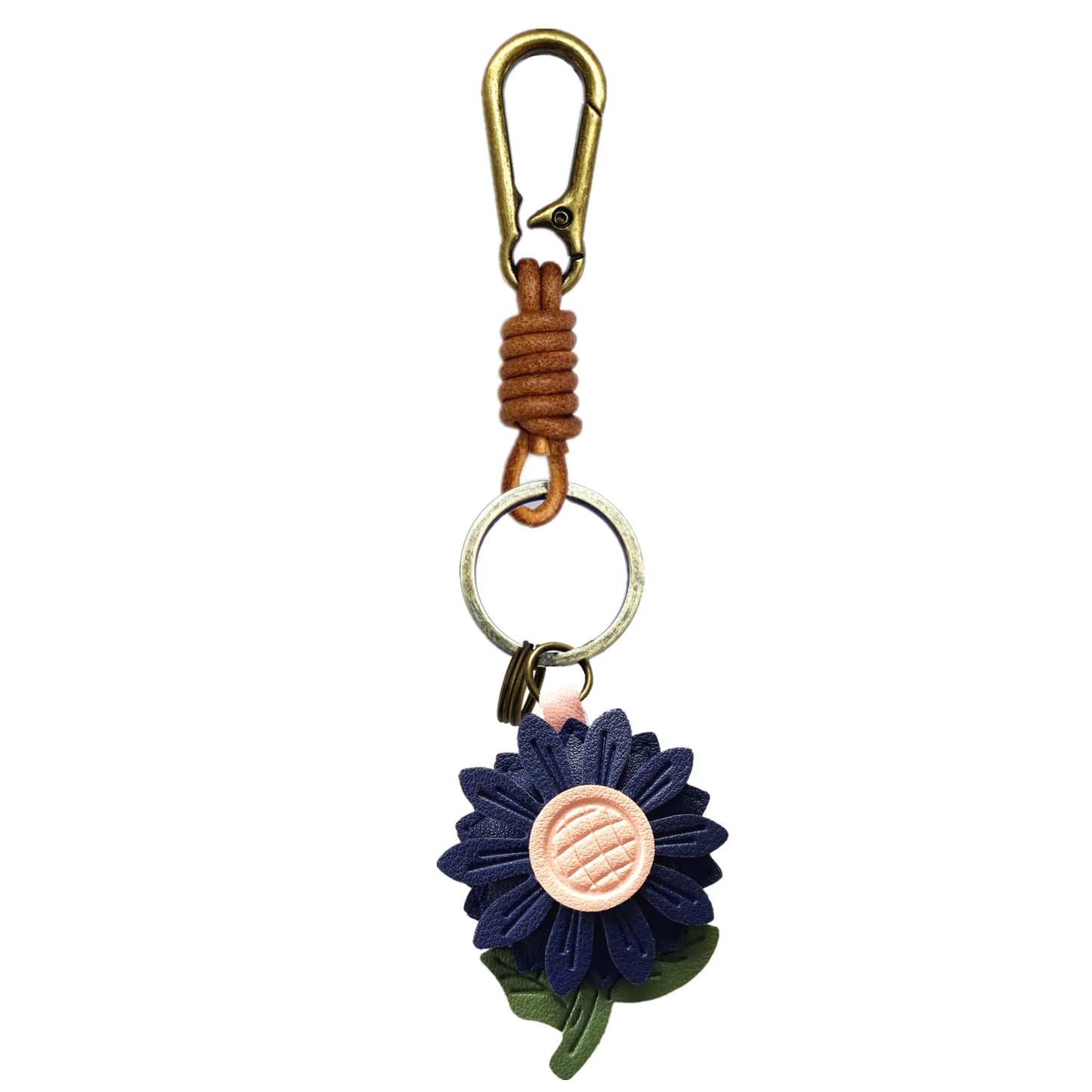 ZOUITY Leather Leaf Fruit Keychain Retro AccessoriesCute Keychains for Women Wallet BagPurse Keyring HolderWomens Key Organizer and Keychains Pendant Charms(Blue Daisy)