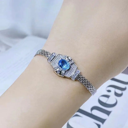 Women's S925 Sterling Silver Topaz Crystal Bracelet