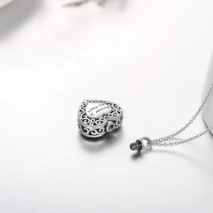 SOULMEET 925 Sterling Silver Heart Urn Necklaces Engraved Pawprint Forever in My Heart Cremation Keepsake Necklace for Ashes Pet Ashes Jewelry Gift for Women
