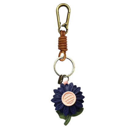 ZOUITY Leather Leaf Fruit Keychain Retro AccessoriesCute Keychains for Women Wallet BagPurse Keyring HolderWomens Key Organizer and Keychains Pendant Charms(Blue Daisy)