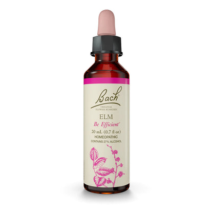 Bach Original Flower Remedies Elm for Efficiency & Self-assurance Natural Homeopathic Flower Essence Holistic Wellness Vegan 20mL Dropper