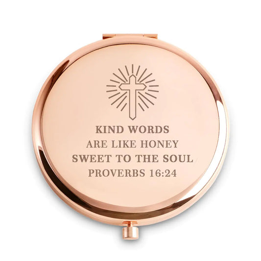 Personalized Engraved Compact Mirrors Basket Stuffers Christian Present for Birthday Valentines Day Galentines Inspirational Gifts for Women Teenagers Girls Her Mom Wife Sister Daughter Friends